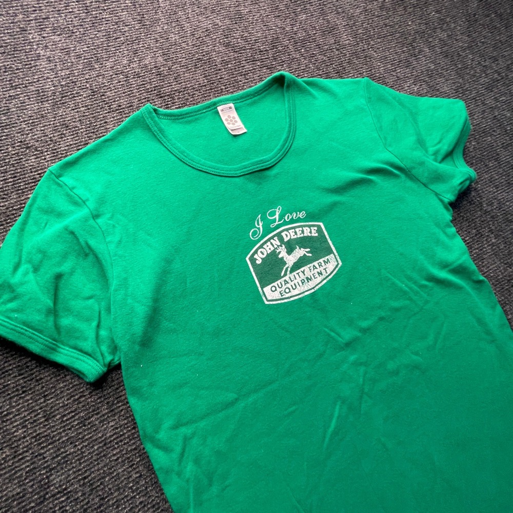 American Apparel John Deere Tee Kids XL Green Farm Girl Y2K Tractor Americana